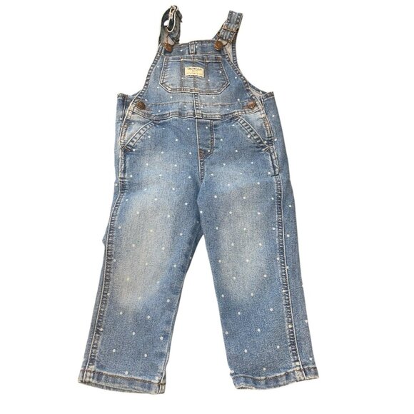 OSHGOSH Toddler Girl 2T Polka Dot Vestbak Denim Overalls - Picture 3 of 10
